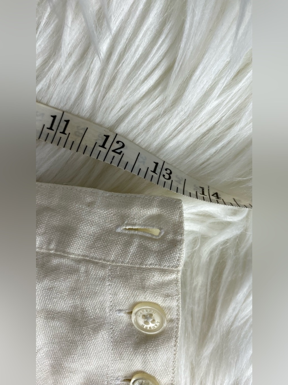 💯Linen Ralph Lauren Cream Midi A-Line Linen Skirt with Side Buttons - Picture 5 of 9